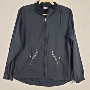 Y2K Nike Women's L‎ Full Zip Track Jacket Solid Blue Nylon Running Sporty